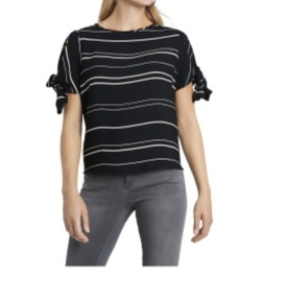 Vince Camuto Short Tie Sleeve Variegated Stripe Top-M - Picture 11 of 11
